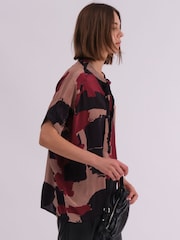 Religion Black Cluster Blouse In Abstract Print With Neck Tie - Image 4 of 6
