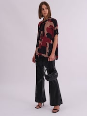 Religion Black Cluster Blouse In Abstract Print With Neck Tie - Image 5 of 6