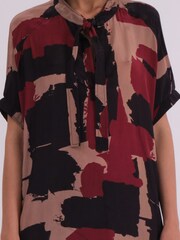 Religion Black Cluster Blouse In Abstract Print With Neck Tie - Image 6 of 6