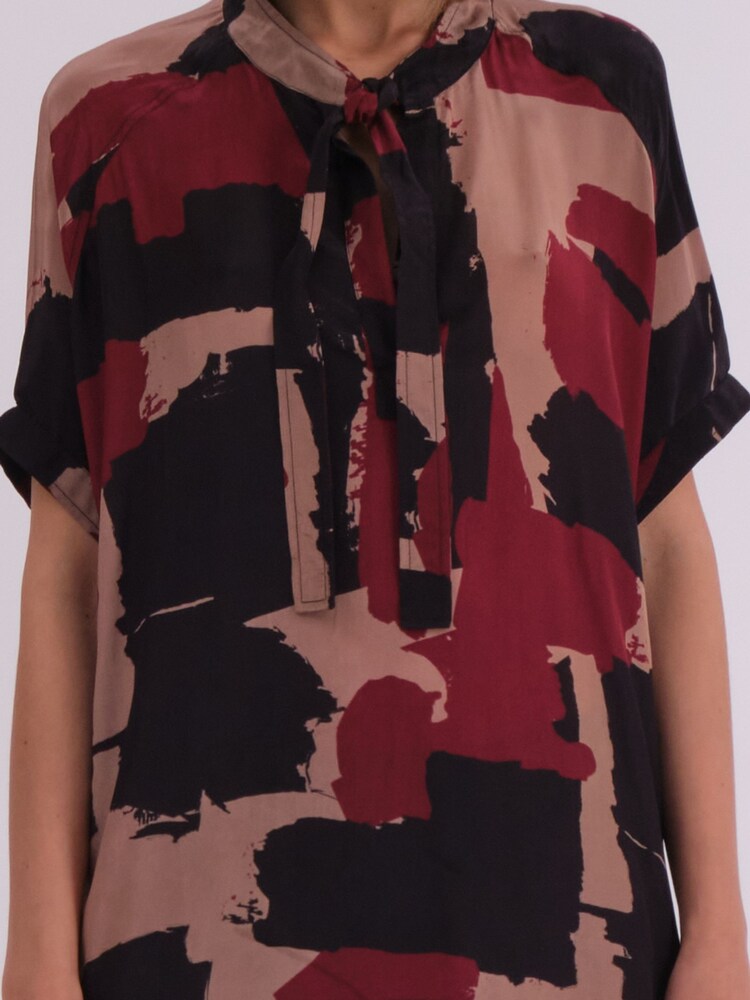 Religion Black Cluster Blouse In Abstract Print With Neck Tie - Image 6 of 6