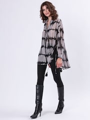 Religion Grey Oversized Long Line Flash Shirt with Tassle details - Image 1 of 6