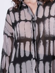 Religion Grey Oversized Long Line Flash Shirt with Tassle details - Image 6 of 6