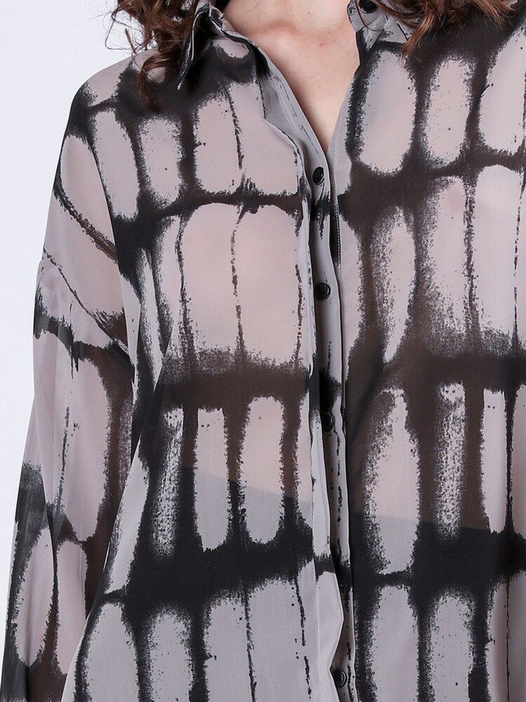 Religion Grey Oversized Long Line Flash Shirt with Tassle details - Image 6 of 6