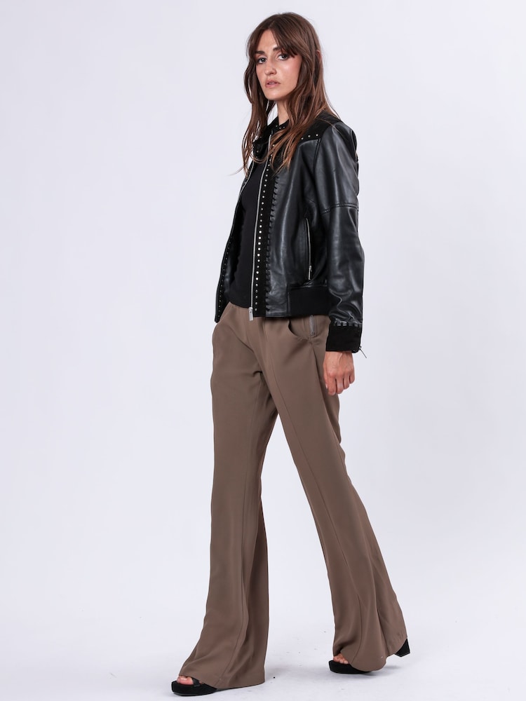 Religion Black Nova Leather Suede Bomber Jacket With Heavily Studded and Embroidered - Image 2 of 7