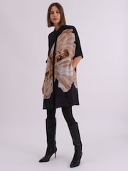 Religion Natural Oversized Twist Tunic Dress with Large Leopard Leaf Print - Image 1 of 7