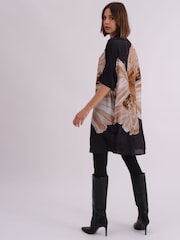 Religion Natural Oversized Twist Tunic Dress with Large Leopard Leaf Print - Image 2 of 7