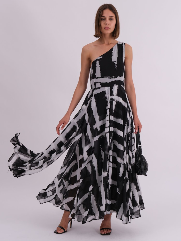 Negro carbón - Religion Signature One Shoulder Maxi Dress With Full Multi Layered Skirt - Imagen 2 de 7 Negro carbón - Religion Signature One Shoulder Maxi Dress With Full Multi Layered Skirt - Imagen 2 de 7