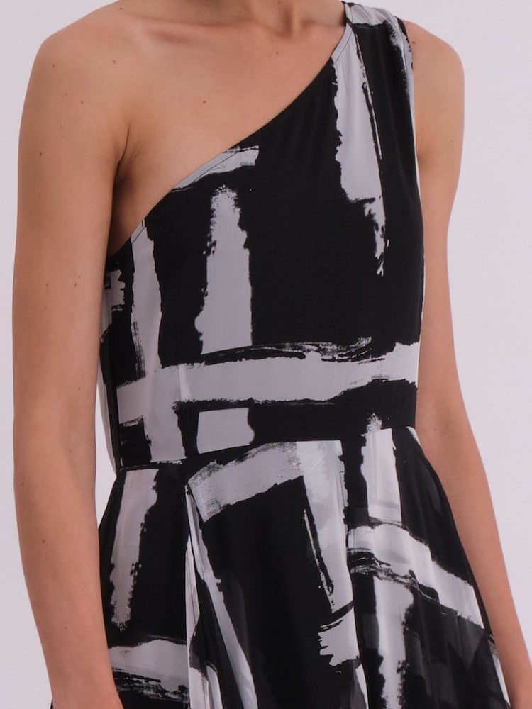 Religion Charcoal Black Signature One Shoulder Maxi Dress With Full Multi Layered Skirt - Image 7 of 7