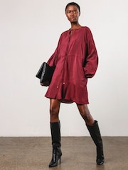 Religion Red Mini Twist Dress With Large Placement Prints - Image 1 of 6