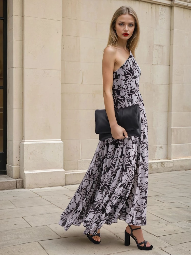 Religion Black Signature One Shoulder Maxi Dress With Full Multi Layered Skirt - Image 1 of 6