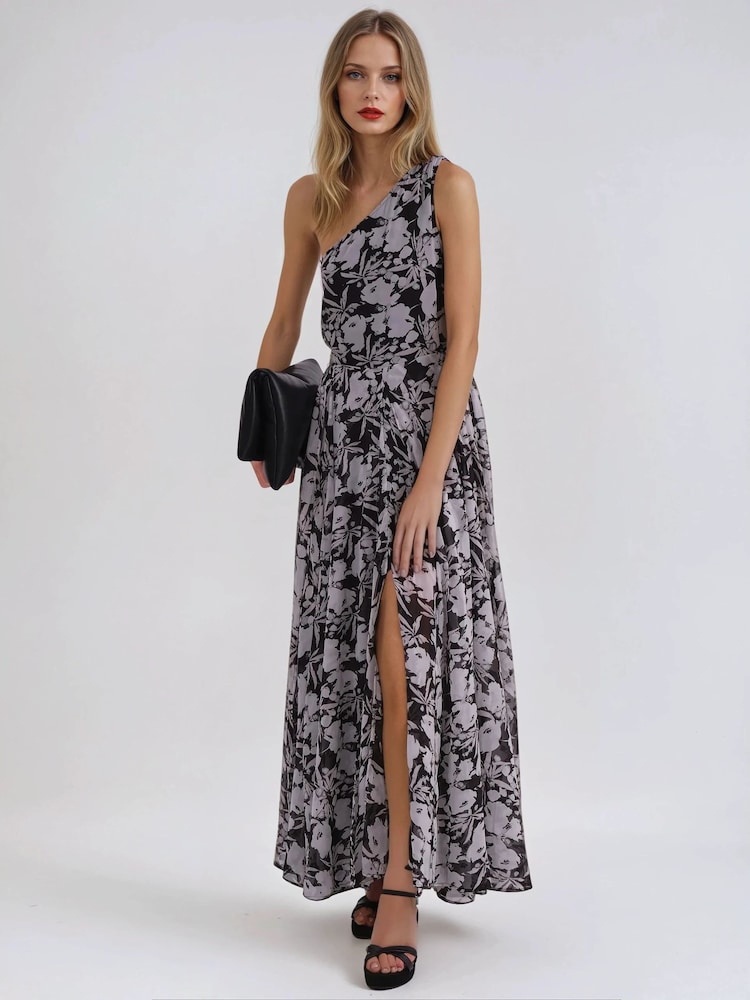 Religion Black Signature One Shoulder Maxi Dress With Full Multi Layered Skirt - Image 2 of 6