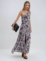Religion Black Signature One Shoulder Maxi Dress With Full Multi Layered Skirt - Image 5 of 6