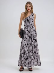 Religion Black Signature One Shoulder Maxi Dress With Full Multi Layered Skirt - Image 6 of 6