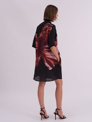 Religion Red Oversized Twist Tunic Dress with Large Leopard Leaf Print - Image 5 of 7