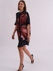 Religion Red Oversized Twist Tunic Dress with Large Leopard Leaf Print - Image 7 of 7