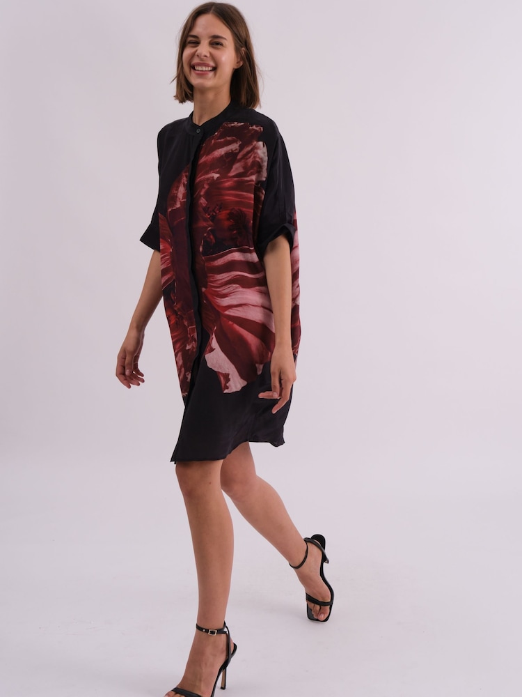 Religion Red Oversized Twist Tunic Dress with Large Leopard Leaf Print - Image 7 of 7