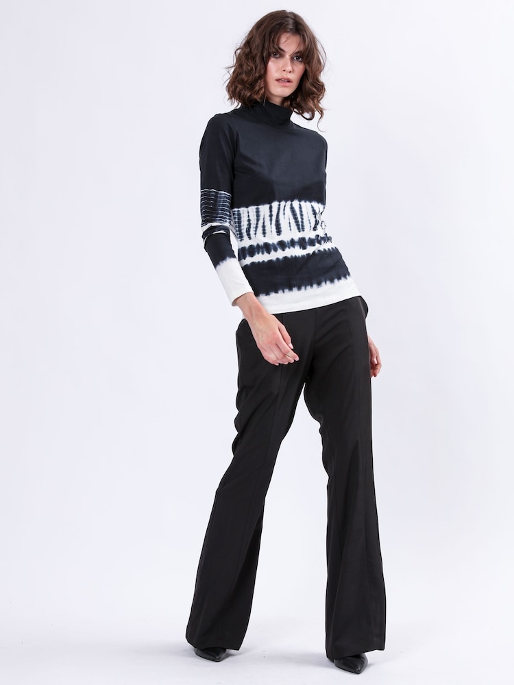 Religion Black Shade Long Sleeve Polo Top In Hand Tie Dye Stripe - Image 2 of 7