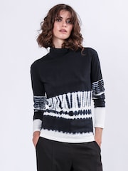 Religion Black Shade Long Sleeve Polo Top In Hand Tie Dye Stripe - Image 3 of 7