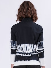 Religion Black Shade Long Sleeve Polo Top In Hand Tie Dye Stripe - Image 4 of 7
