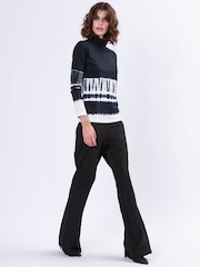 Religion Black Shade Long Sleeve Polo Top In Hand Tie Dye Stripe - Image 5 of 7