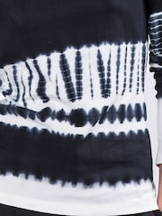 Religion Black Shade Long Sleeve Polo Top In Hand Tie Dye Stripe - Image 7 of 7