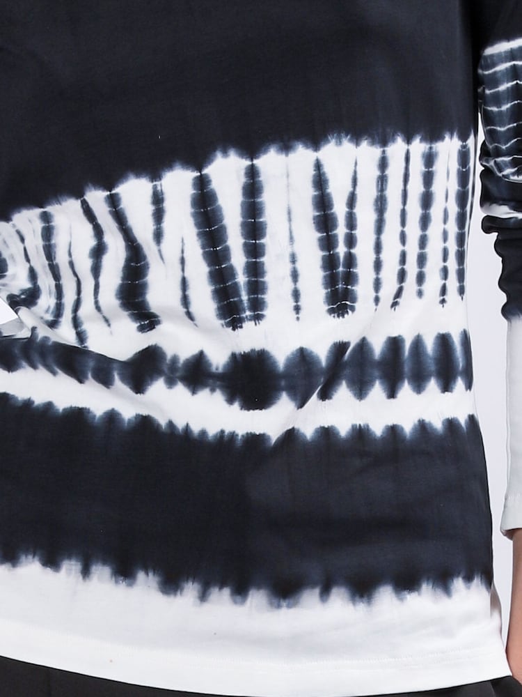 Religion Black Shade Long Sleeve Polo Top In Hand Tie Dye Stripe - Image 7 of 7