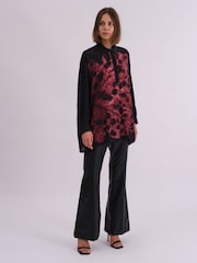 Religion Red Oversized Twist Shirt In Beautiful Bold Placement Prints - Image 1 of 7