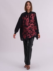 Religion Red Oversized Twist Shirt In Beautiful Bold Placement Prints - Image 3 of 7