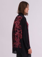 Religion Red Oversized Twist Shirt In Beautiful Bold Placement Prints - Image 4 of 7