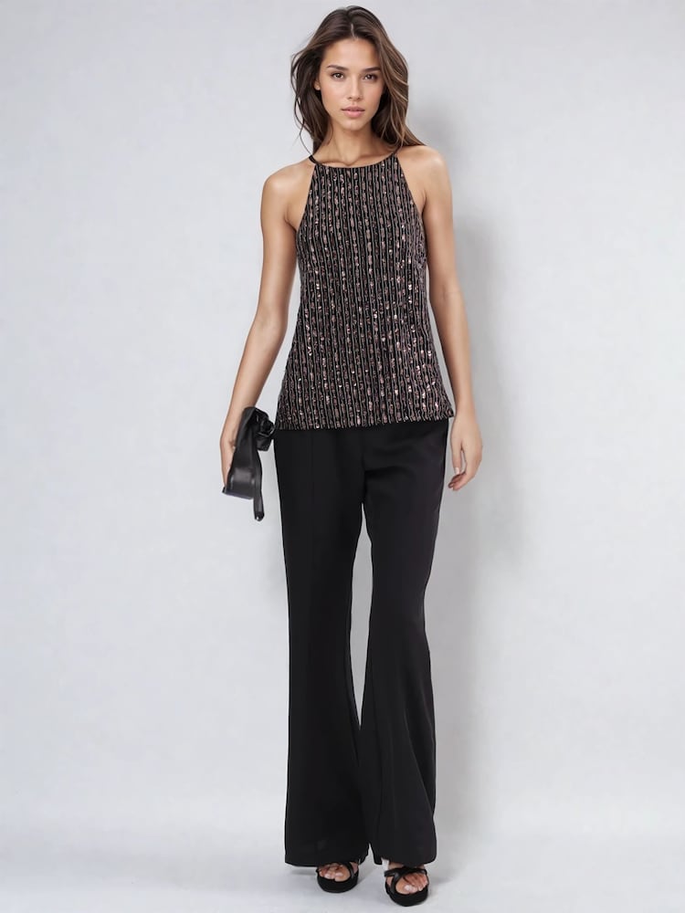 Religion Black Lucy Bodice Halter Neck Top With Hand Beading - Image 2 of 5