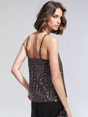Religion Black Lucy Bodice Halter Neck Top With Hand Beading - Image 3 of 5