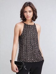 Religion Black Lucy Bodice Halter Neck Top With Hand Beading - Image 5 of 5