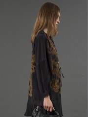 Religion Yellow Mini Twist Dress With Large Placement Prints - Image 4 of 6