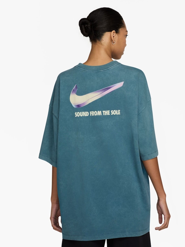Nike Smokey Blue Oversized Sportswear Short Sleeve 100% Cotton T-Shirt - Image 2 of 3