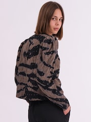 Religion Natural Shine Shirt Blouse In Animal Print With Allover Sequin Pattern - Image 1 of 6