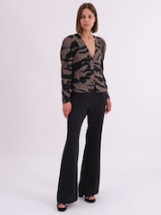 Religion Natural Shine Shirt Blouse In Animal Print With Allover Sequin Pattern - Image 5 of 6