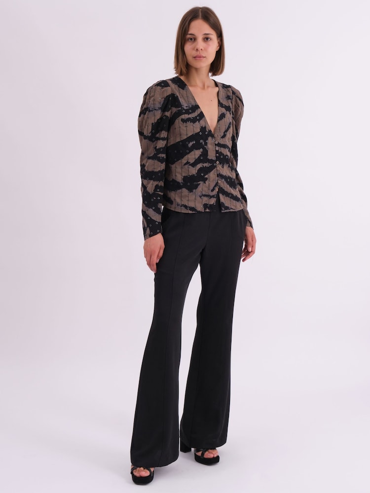 Religion Natural Shine Shirt Blouse In Animal Print With Allover Sequin Pattern - Image 5 of 6
