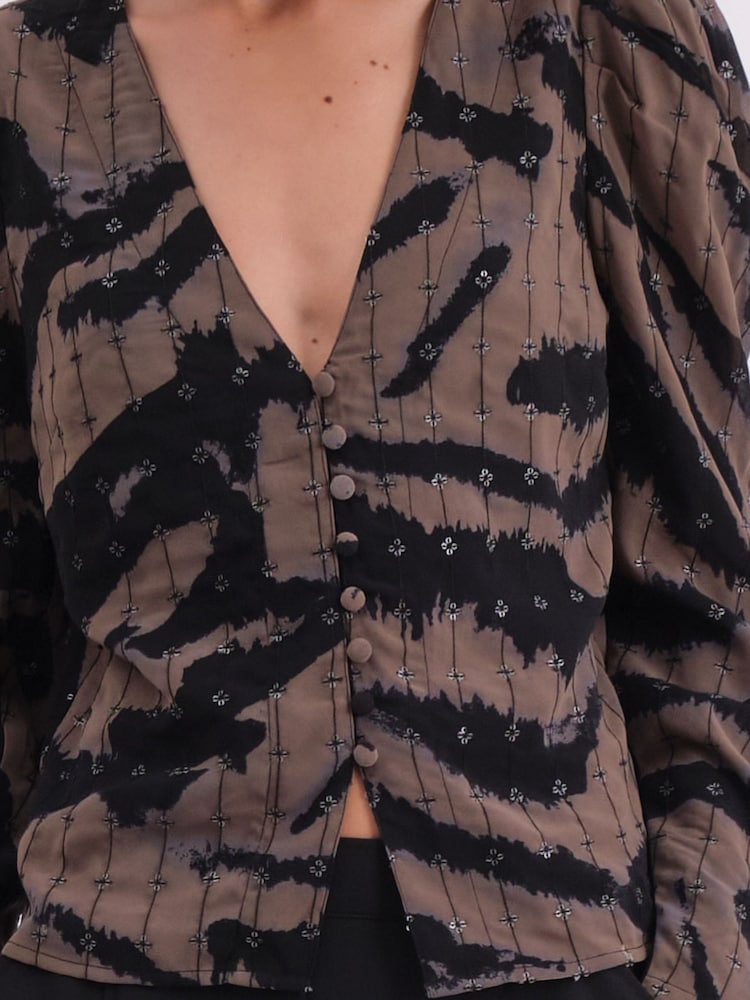 Religion Natural Shine Shirt Blouse In Animal Print With Allover Sequin Pattern - Image 6 of 6