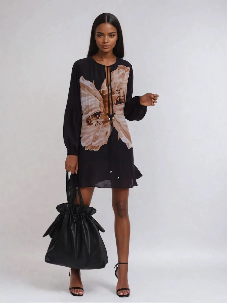Religion Natural Mini Twist Dress With Large Placement Prints - Image 2 of 7
