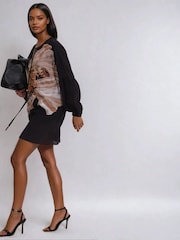 Religion Natural Mini Twist Dress With Large Placement Prints - Image 4 of 7