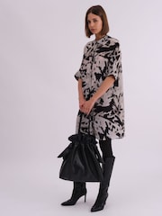 Religion Black/white Oversized Twist Tunic Dress with Large Leopard Leaf Print - Image 3 of 6