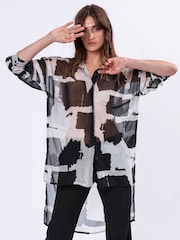 Religion White/Black Mini Twist Shirt With Large Placement Prints - Image 6 of 6