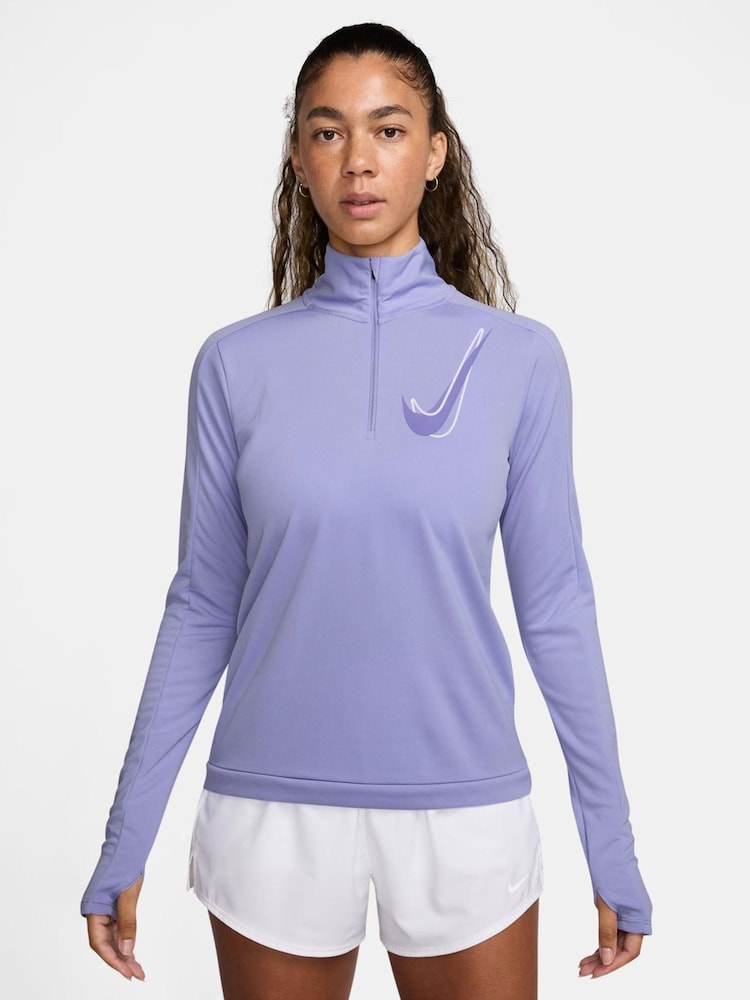 Lilac Ice - Nike Swoosh Half Zip Running Sweatshirt - Imagen 1 de 4