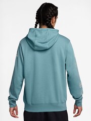 Nike Denim Turquoise Club French Terry Cyle Print Hoodie - Image 2 of 3