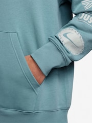 Nike Denim Turquoise Club French Terry Cyle Print Hoodie - Image 3 of 3