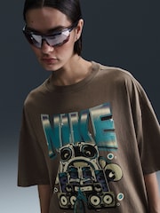 Nike Mink Brown Oversized Sportswear Short Sleeve 100% Cotton T-Shirt - Image 3 of 5