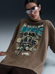 Nike Mink Brown Oversized Sportswear Short Sleeve 100% Cotton T-Shirt - Image 5 of 5