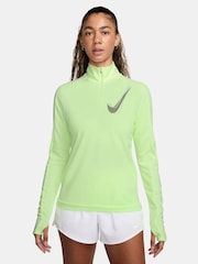 Nike Lime Green White Swoosh Half-Zip Running Sweatshirt - Image 1 of 4
