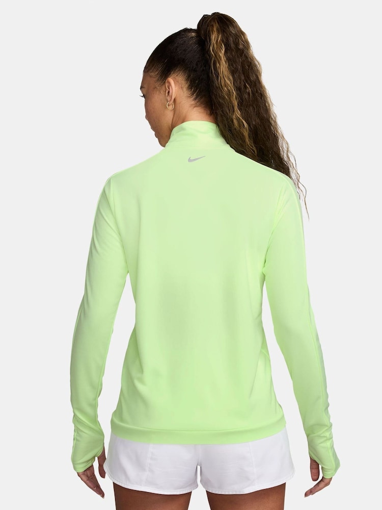 Nike Lime Green White Swoosh Half-Zip Running Sweatshirt - Image 2 of 4