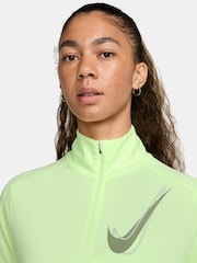 Nike Lime Green White Swoosh Half-Zip Running Sweatshirt - Image 3 of 4
